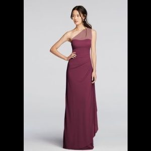 Long Sheer One Shoulder Illusion Dress